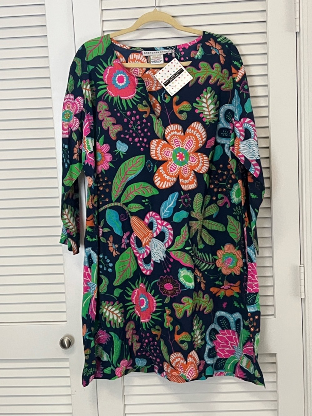 Gretchen Scott Designs Navy Floral Long Sleeve Tunic Dress